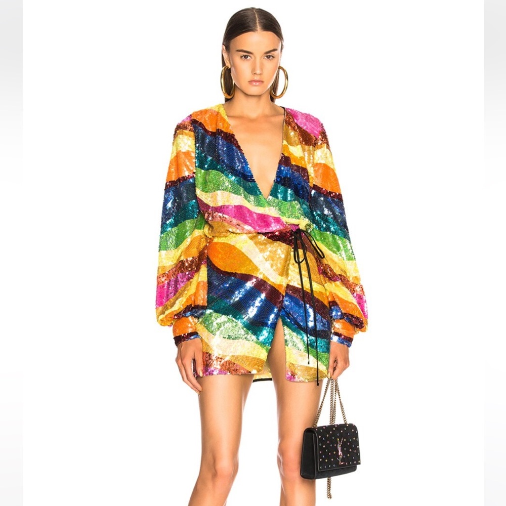 Attico rainbow Sequin Wrap Dress Women’s size 40